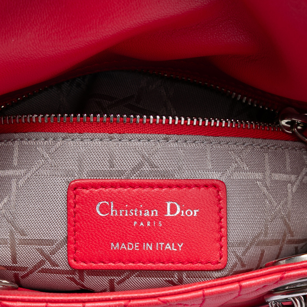 Pre-Loved Dior Mini Lambskin Cannage Lady Dior - Picture 5 of 7